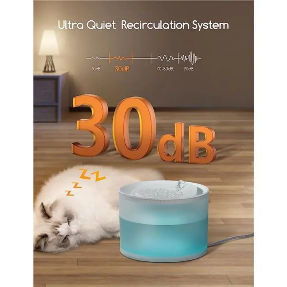 Cat Water Fountain with Wireless Pump, 74OZ/2.2L BPA-Free Cetified Cat Fountain